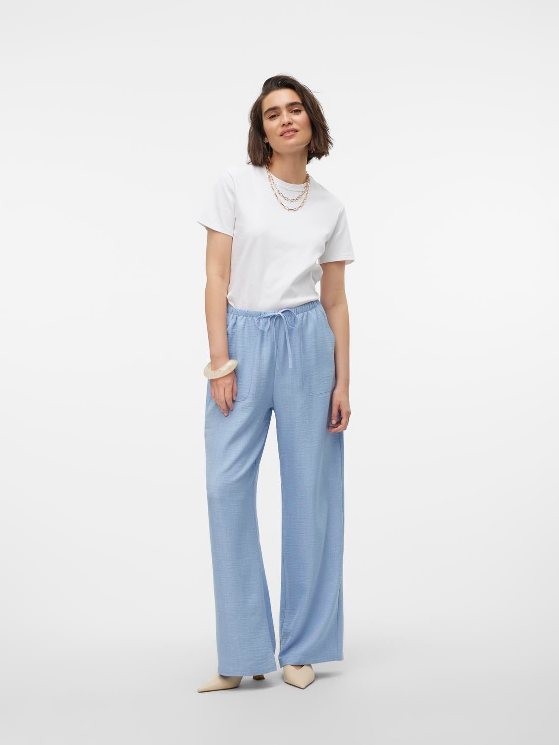 VMMELANEY Trousers - Chambray Blue - VERO MODA & VILA Bergvik